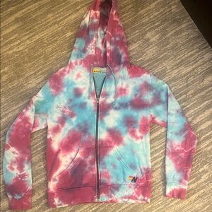 Aviator Nation Pink and Blue Tie-Dye Hoodie
